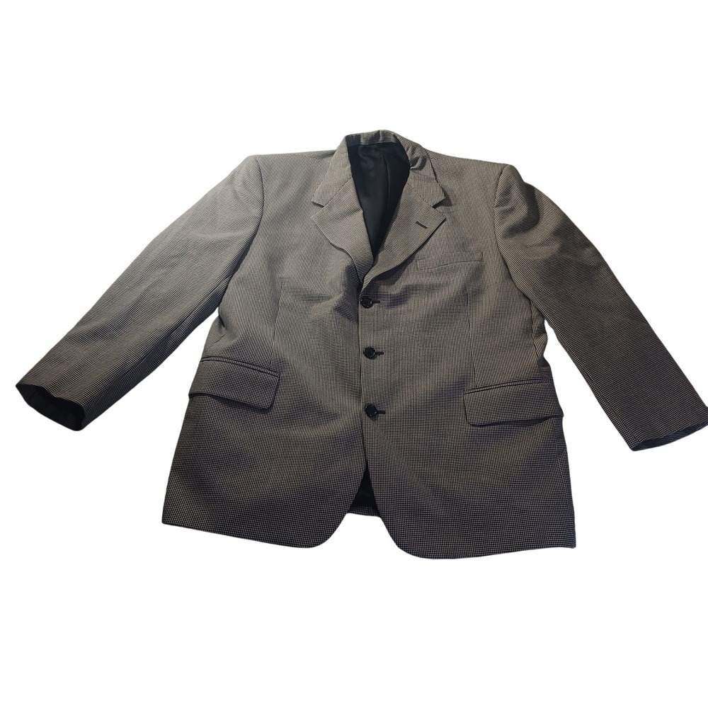 Vtg Union Made Houndstooth Blazer Mens 42R US Hand Tailored Sport‎ Coat Jacket